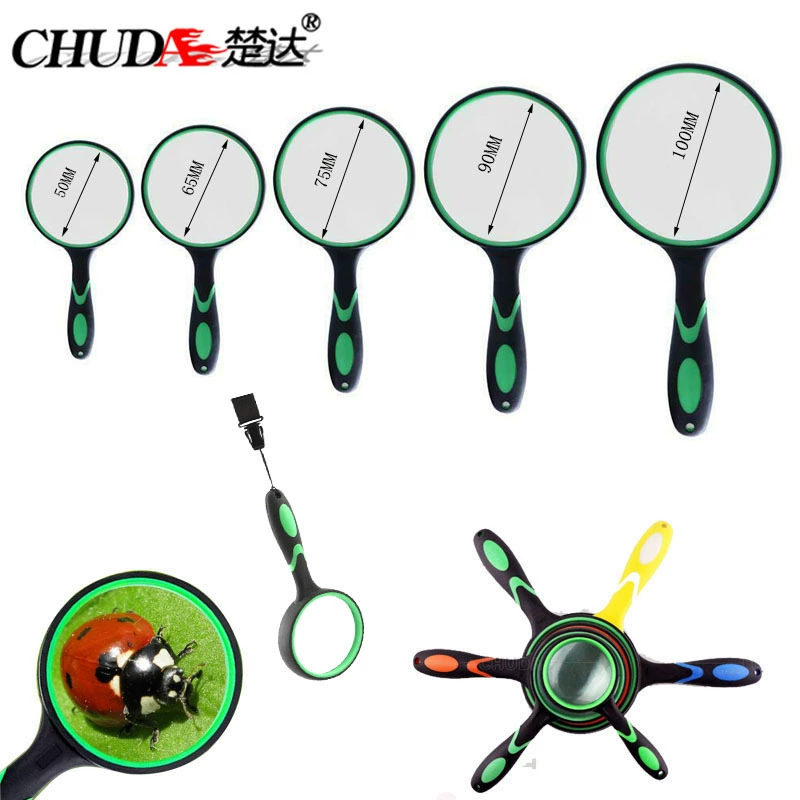 Chuda 100 мм двухцветное стекло для детского чтения ручная Лупа жидкая Резина для улицы детская защита от падения