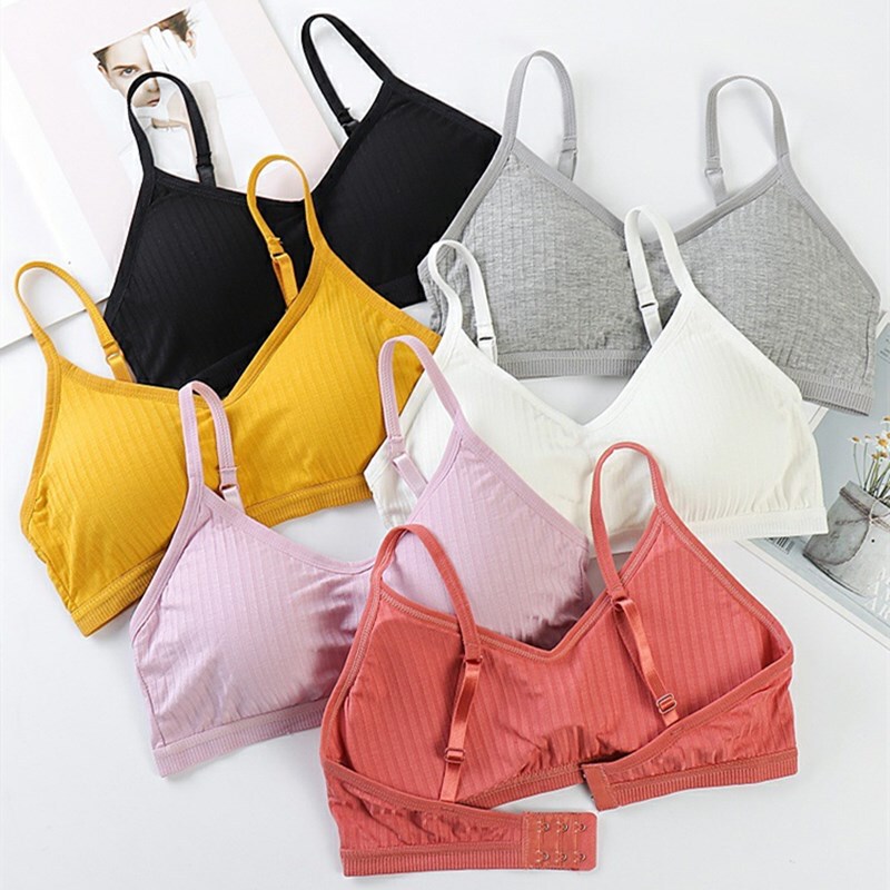 New Style Pure Cotton Girl's Beautiful Back-Wrapped Chest Camisole Vest Strapless Push-Up Anti-Running All Size Adjustable Underwear with Chest Pad