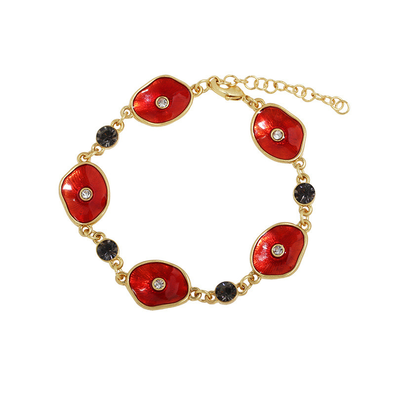 2020 Pride Poppy Bracelet Red Flower European and American ins Style Women's Bracelet Red Riding Book with Korean Style Fashion
