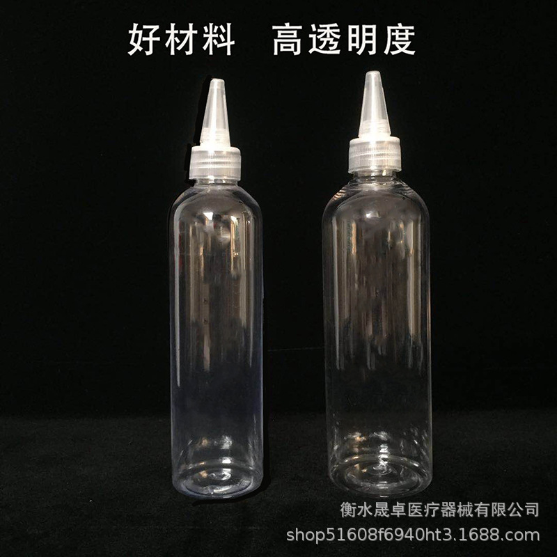 30ml botella de boca puntiaguda 100mlpet transparente squeeze tapa de boca puntiaguda botella de plástico botella de distribución de apretón botella de tinte de mezcla de color