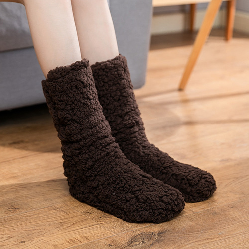 Warm foot socks for women in autumn and winter plus velvet thickened warm floor socks for adults sleeping socks coral velvet confinement socks