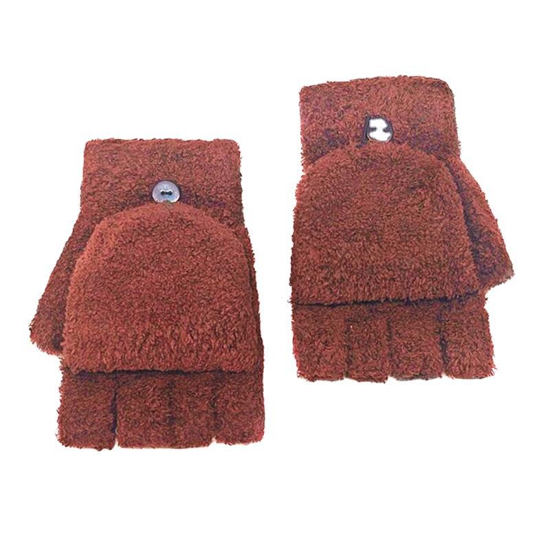 Yiwu winter ladies warm flip half finger gloves plus velvet padded men's knitted gloves manufacturers wholesale