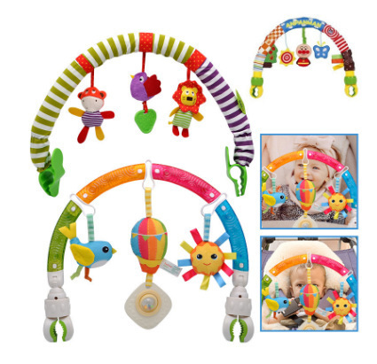 Crib winding bell, bed hanging stroller pendant, musical plush bedside bell, rattle, baby stroller clip
