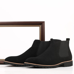 New Men's Round Toe Ankle Boots Fashion Suede Mid Chelsea Boots Slip-On Casual Large Men's Boots Foreign Trade Shoes