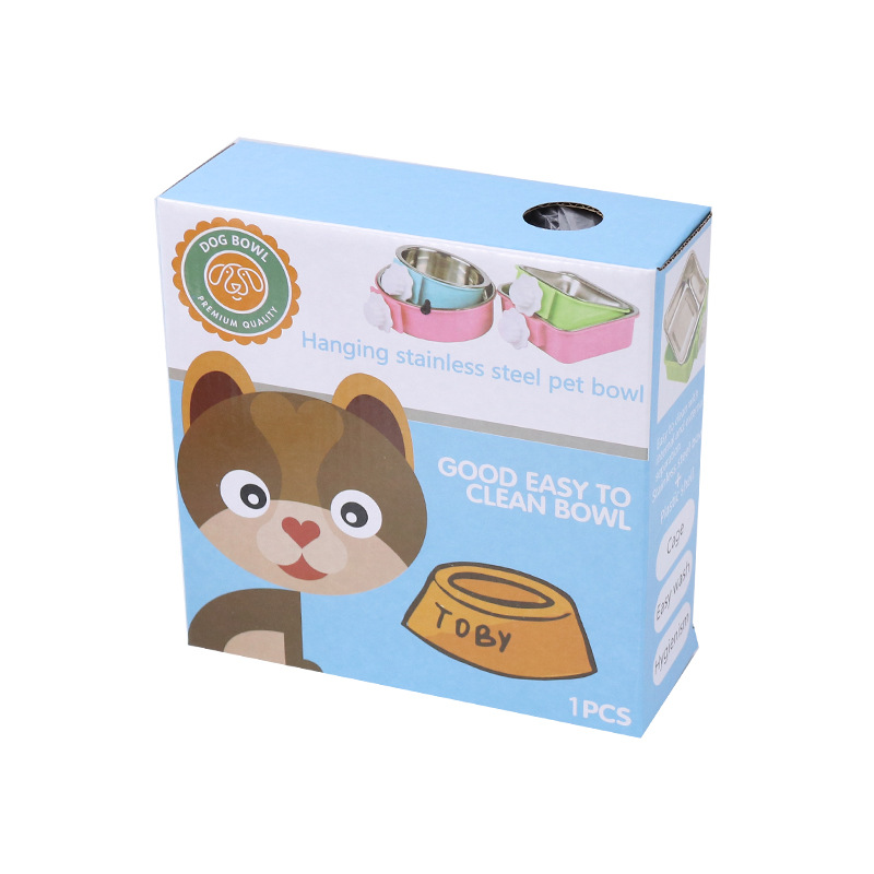 Suministros para mascotas Amazon nuevo fijo colgando perro tazón de acero inoxidable Pet Bowl jaula alimentador de agua potable