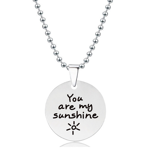 Necklace Titanium Steel Western Cross-border Accessory Round Stainless Steel Pendant Engraving Christmas Gift Titanium Steel Necklace