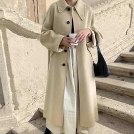 秋冬新款气质通勤纯手工双面羊绒大衣女中长款