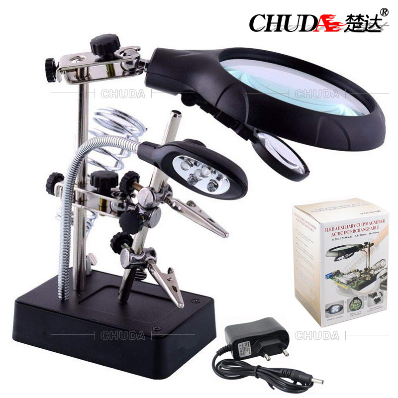 Chuda lighting auxiliary LED magnifying glass bracket type multi-function welding table desktop mobile phone repair 16129-C