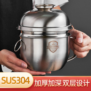 304 stainless steel fast food Cup double-layer lunch box instant noodle cup bento lunch box thickened student Rice Bowl canteen Rice Bowl
