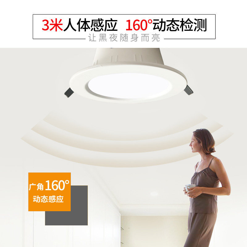 Luz LED de Techo con Sensor de Movimiento Humano, Radar Inteligente Integrado, Foco para Pasillo, Escalera, Corredor, Sensor Inteligente