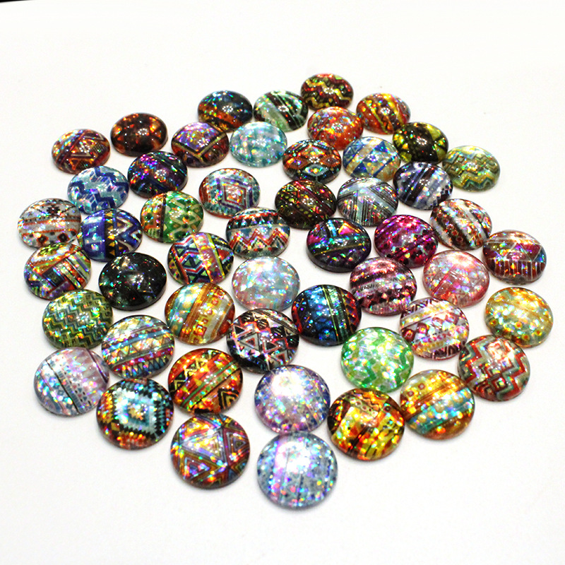 時間宝石光沢のあるガラスパッチリングフェイスイヤリングキーホルダー diy ジュエリーアクセサリー