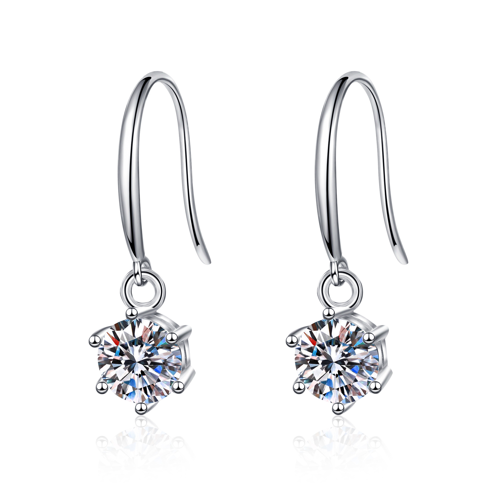 Oorbellen van sterling zilver met d-kleur moissanite_voghion.com