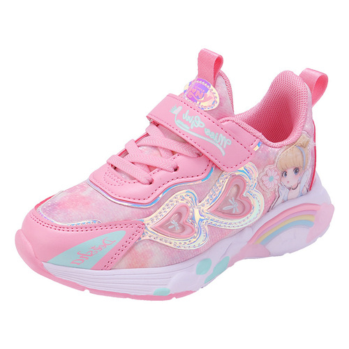 Girls' Sports and Leisure Children's Leather Internet Celebrity Shoes  Spring and Autumn Middle and Older Children's Princess Running Shoes Trend