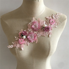 Manufacturer Direct Sale 3D Flower Embroidery DIY Pearl Edge Lace Collar Decoration for Clothes Fashion Accessories