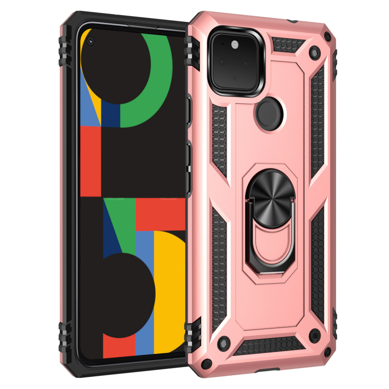 For Google Pixel5 XL/Pixel 4A 5G Sergeant Mobile Phone Case Car Ring Magnetic Protection Cover