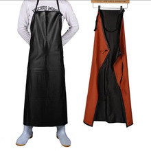 跨境纯色复合PVC围裙厨房厨师工业劳保餐厅工作服挂脖皮围裙定 制