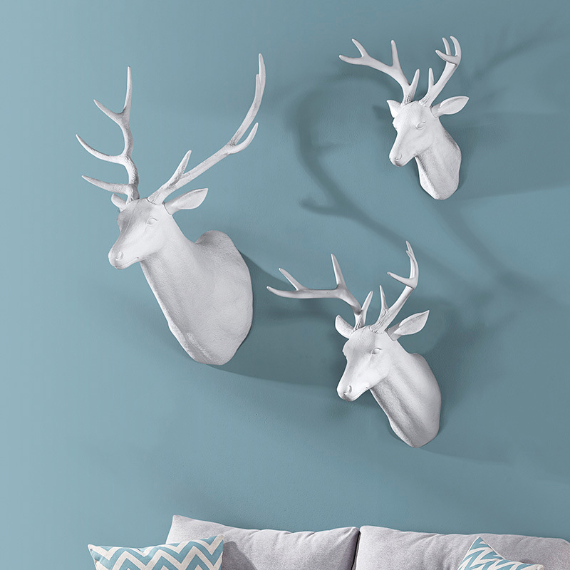 Decoración de Pared Cabeza de Ciervo de Plástico PE, Colgante, Estilo Europeo, para Hogar y Oficina