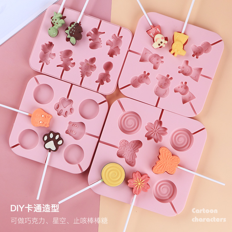 Cartoon cheese stick silicone homemade pear paste candy chocolate lollipop mold silicone cake baking mold with lid