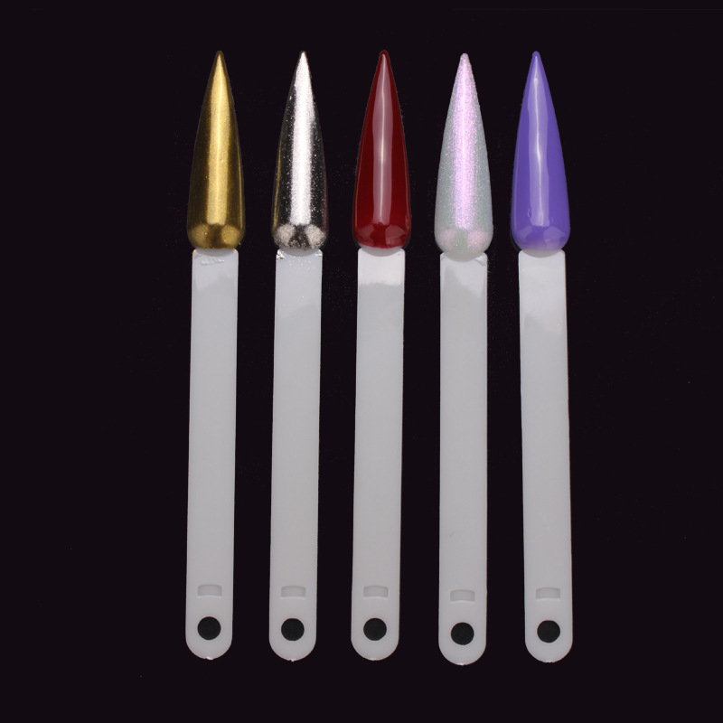 Tarjeta de color de uñas puntiagudas 50 color Tarjeta de color en forma de abanico Placa de color de uñas de dragón de arena polvo de espejo mágico especial para la fabricación de tableros