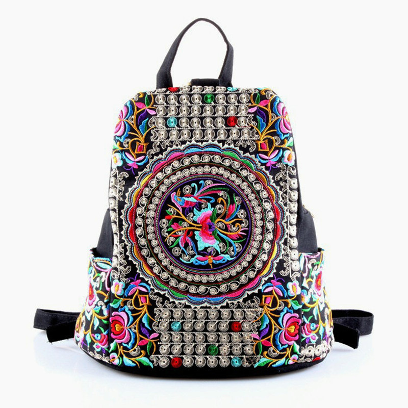 Yunnan estilo étnico mochila moda bordado mochila bolso de las mujeres mochila ventas directas de la fábrica