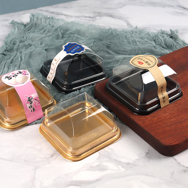 蛋糕雪媚娘糕点班戟甜品甜点单粒一次性透明吸塑糯米滋方形包装盒