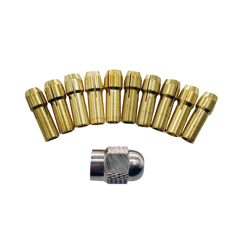 11 piezas de latón Chuck taladro eléctrico en miniatura taladro autoapriete Chuck pin fábrica eléctrica de molienda sándwich de cobre pequeño motor Herramienta Accesorios