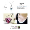 Fashionable necklace heart-shaped, crystal pendant for swimming, chain, Korean style