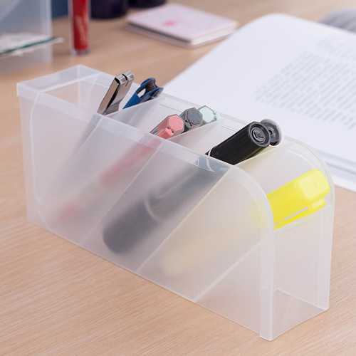 Slant pen holder desktop student stationery storage box large capacity multi-layer pen holder stationery transparent simple pen holder