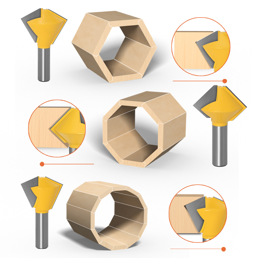 1/2 handle 3-piece set multi-sided knife bird's mouth interface knife 6 sides 8 sides 12 sides multi-purpose knife tenon joint knife woodworking router