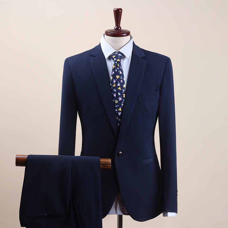 Men's Clothing casual slim black suit three piece groomsmen suit bank interview professional formal wear_viptrois.com