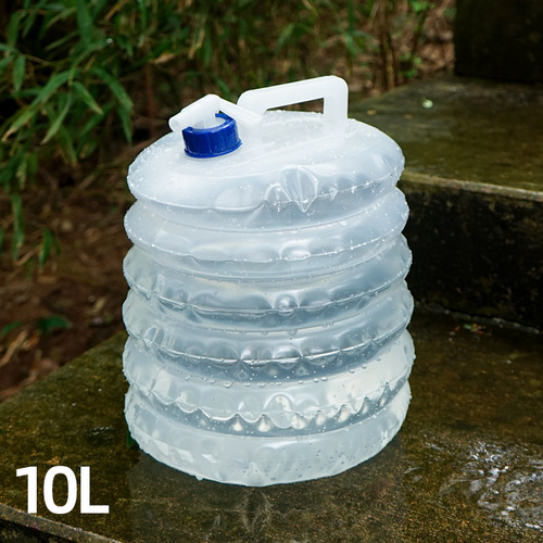 Outdoor PE telescopic bucket 10L portable folding water bag with faucet camping mountaineering car water bucket wholesale