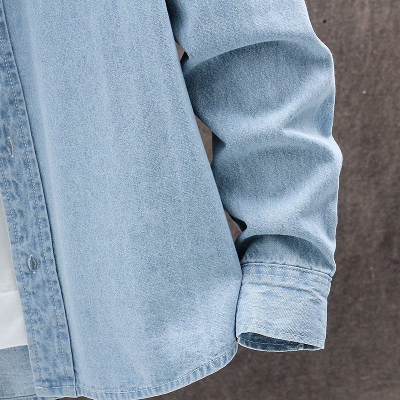Herren-Denim-Freizeithemd mit langen Ärmeln, lässig, für junge Erwachsene, Frühling/Herbst, koreanischer Stil, Slim Fit, europäisch._voghion.com
