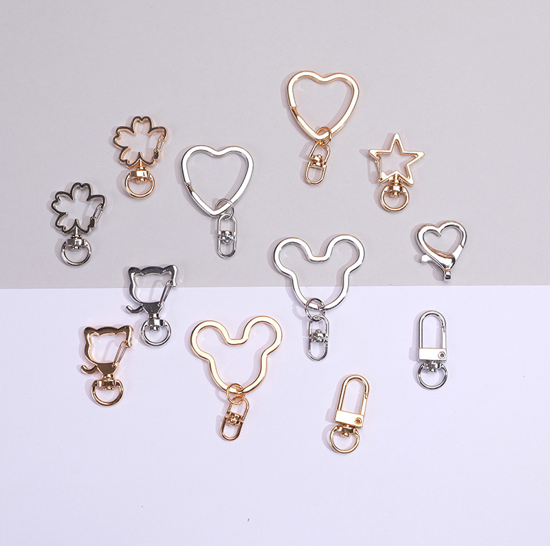 Animal Mouse Love key accessories heart-shaped metal keychain zinc alloy hook creative DIY accessories pendant