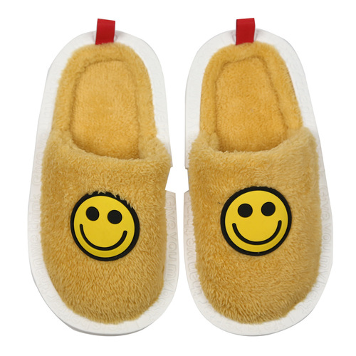 Creative new winter smiling face cotton slippers thick-soled warm non-slip wear-resistant casual plush home indoor cotton shoes for women