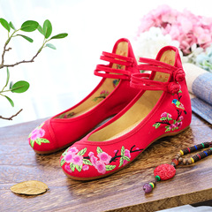 Square dance shoes, casual walking ethnic embroidered fabric shoes, women's shoes for spring and autumn, single shoes