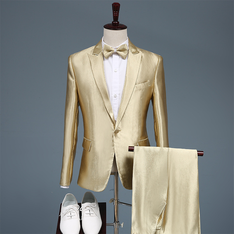 Tuhao Gold Men's Suit Suitable for Host Photo Cantata Performance Suit Handsome Men's Suit (Special Fabric