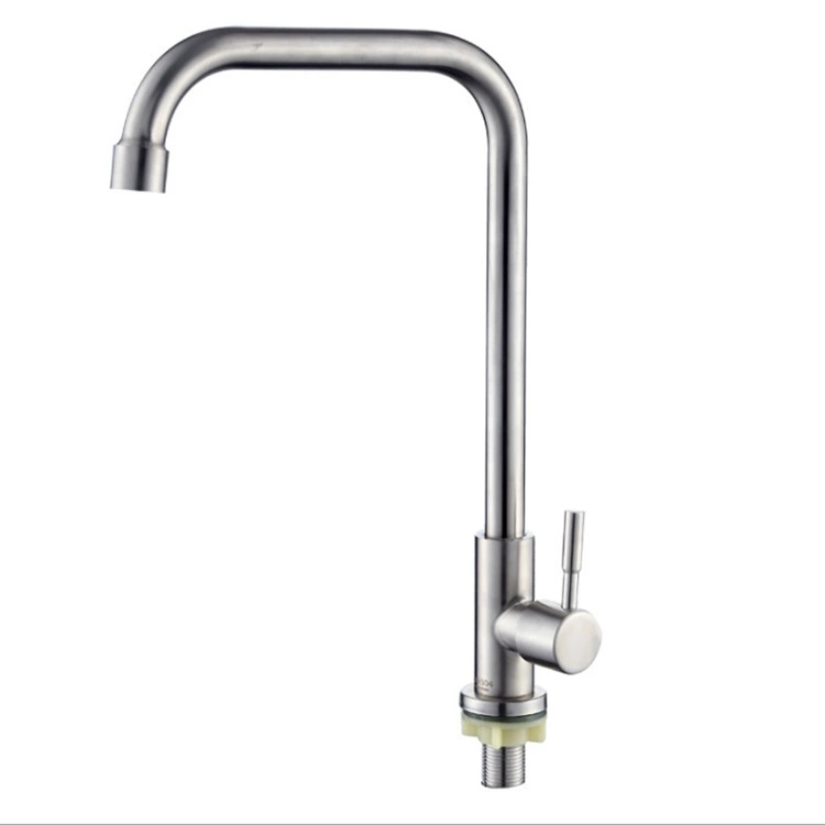 Wall -entry 304 stainless steel brushed kitchen single cold water faucet 360 -degree rotation washing basin water tank kitchen dragon head