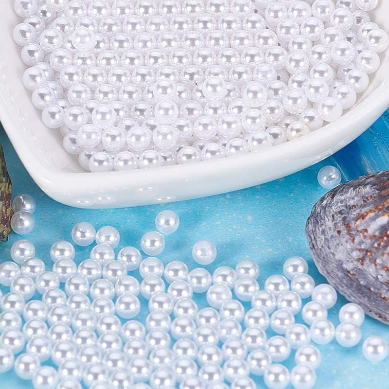 Highlight ABS White imitation pearl no hole round dress accessories diy material ring earrings handmade beads