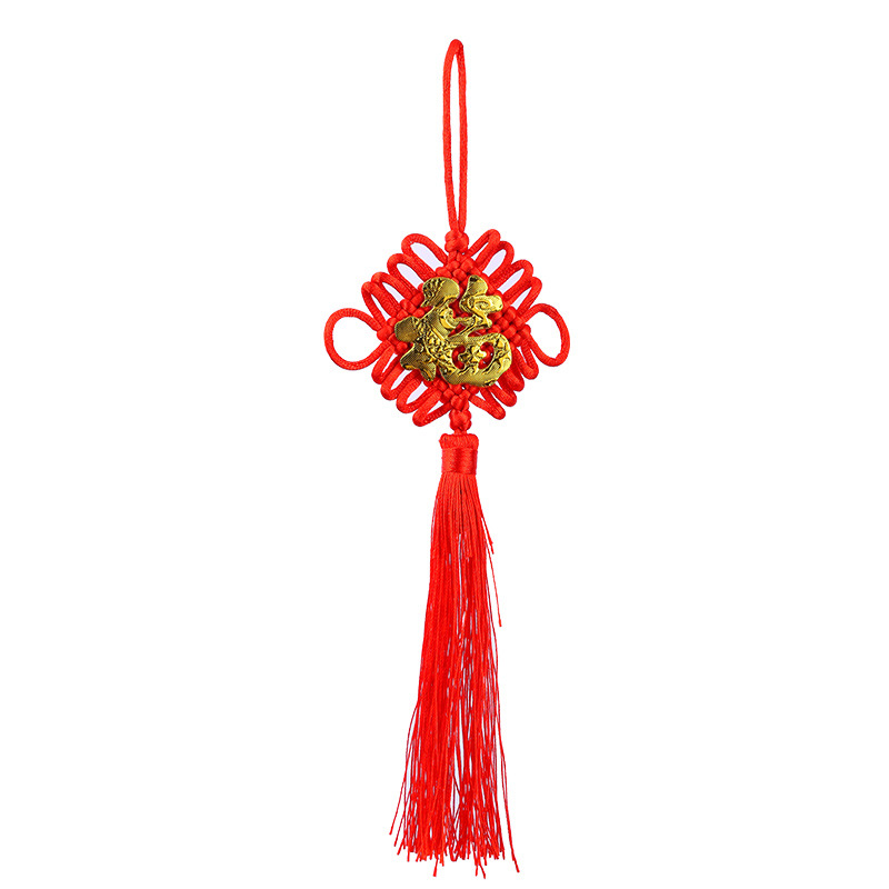 Nudo chino borla pequeño colgante Año Nuevo bendición cubo decoración colgante oreja roja pequeña linterna de Año Nuevo flor Bonsai colgante ornamento
