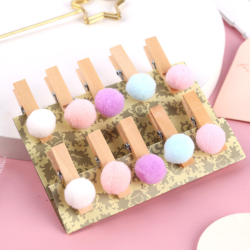 Ramo tarjeta de felicitación de dibujos animados clip de madera pequeño clip de madera DIY material de embalaje floral tarjeta clip creativo foto clip lote