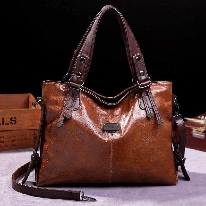 2026 Xidi Paul New Retro Fashion Tote Casual Soft Leather Shoulder Crossbody Large Capacity Women's Bag