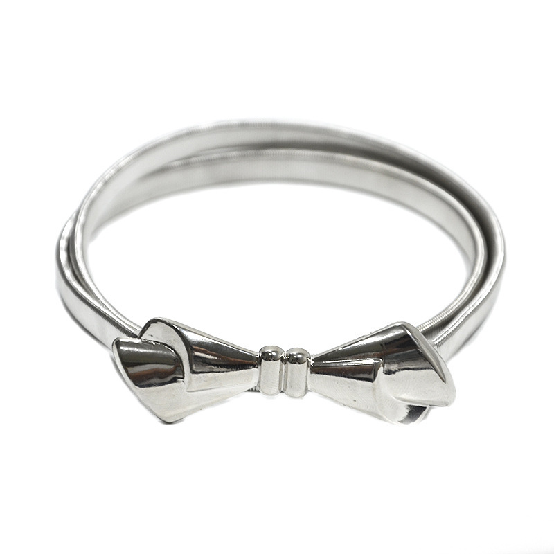 Transfronterizo de las mujeres de metal primavera cadena de la cintura de la hoja de loto decorativo hebilla de metal doble redondo cadena elástica delgada