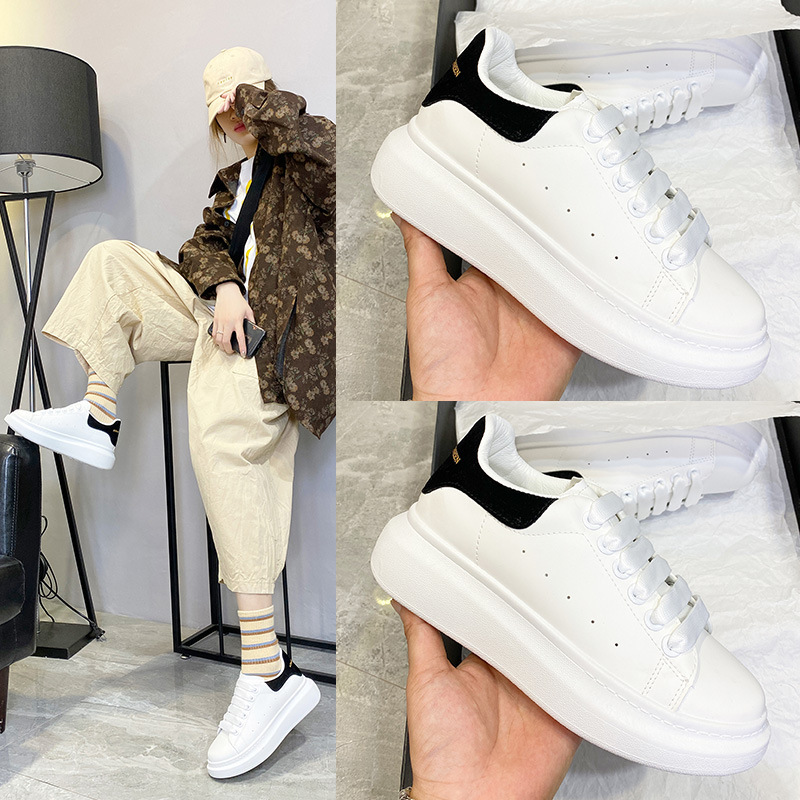 White Sneakers for Women, Thick-Soled Spring and Autumn New Style Height-Increasing Dad Shoes, Trendy Internet Celebrity Casual Sports Shoes