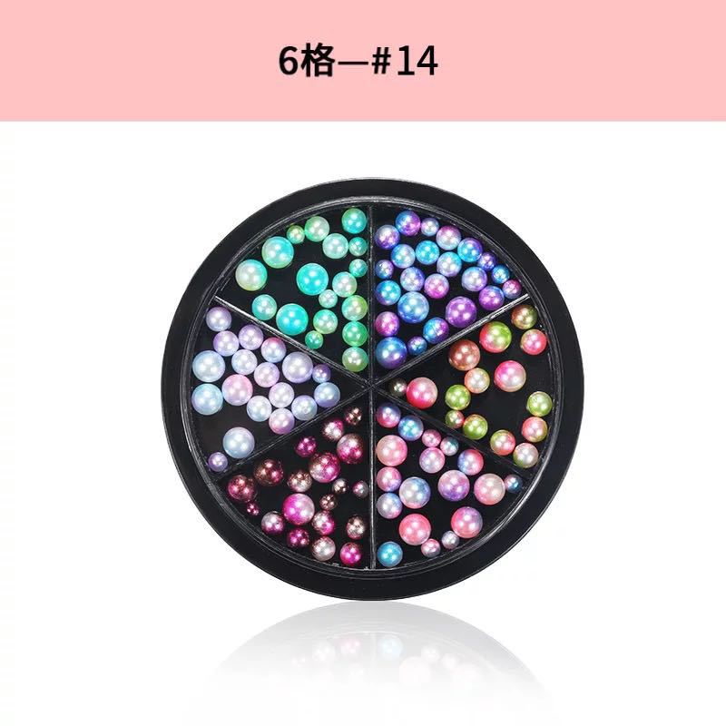 Joyería de uñas en caja taladro Perla metal remache lámina oro Shell rhinestone traje mezclado pequeña joyería al por mayor