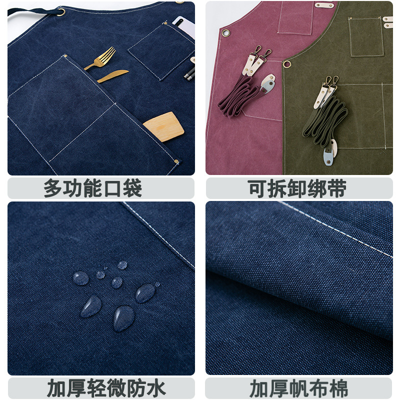 Delantal de lona logotipo personalizado barista flor tienda estilista artista floral restaurante bar Ropa Trabajo