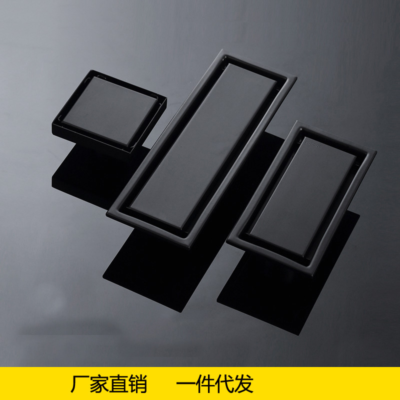 304 pintura de acero inoxidable negro tira invisible desodorante piso de drenaje con incrustaciones de azulejos suministro transfronterizo entrega de una sola pieza