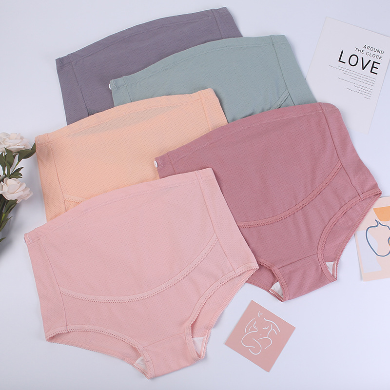 Breathable Hole Maternity Pure Cotton Underwear Mid-Late Pregnancy High Waist Abdominal Support Adjustable Pure Cotton Crotch Briefs