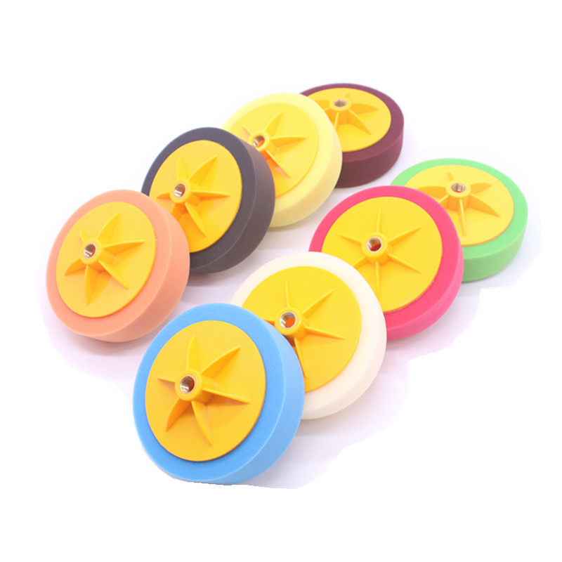 批发德国聚酯发泡6寸汽车美容抛光打蜡海绵轮粗中细海绵盘螺纹M14