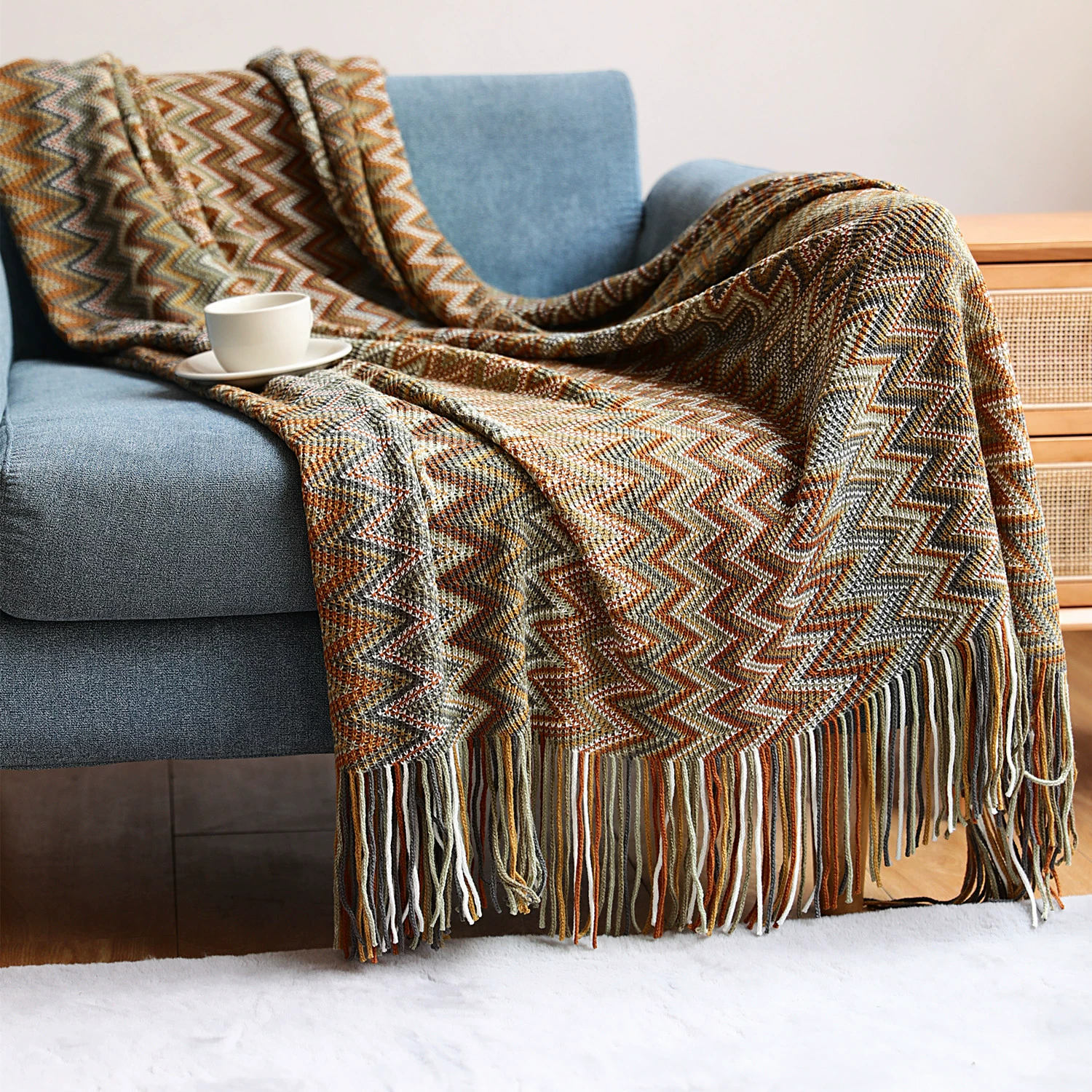 Диван, летний knitted пуховая простыня для сна, стиль бохо