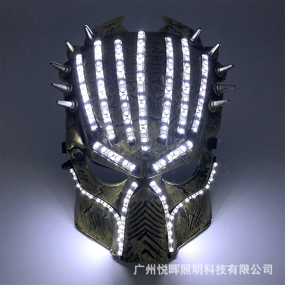 Europa y América LED de Halloween máscara luminosa vestido de fiesta de disfraces de accesorios fluorescentes 12V-LED Guerrero de hierro